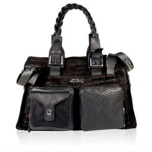 "NWT"Just Cavalli Black Suede Leather Satchel